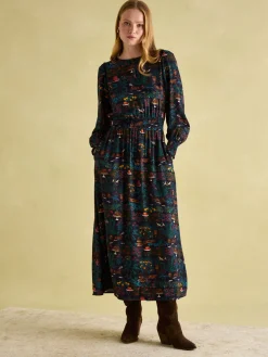 Online Joules Georgina Elasticated Waist Maxi Dress Navy