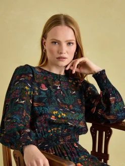 Online Joules Georgina Elasticated Waist Maxi Dress Navy