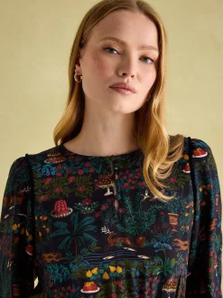 Online Joules Georgina Elasticated Waist Maxi Dress Navy