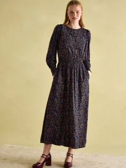 Joules Georgina Navy Multi Elasticated Waist Maxi Dress NavyMulti
