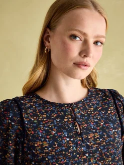 Joules Georgina Navy Multi Elasticated Waist Maxi Dress NavyMulti