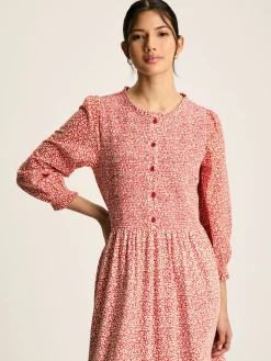 Sale Joules Gia Mixed Fabric Dress Red