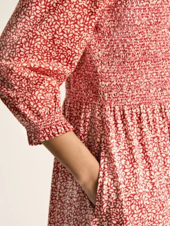 Sale Joules Gia Mixed Fabric Dress Red