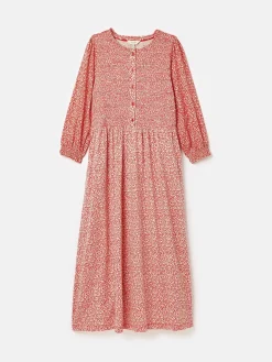Sale Joules Gia Mixed Fabric Dress Red