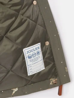 Clearance Joules Girls' Alix Khaki Green Printed Waterproof Parka Coat KhakiGreen