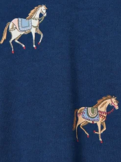 Sale Joules Girls' Aubrey Navy Horse Print Jersey Dress NavyHorsePrint