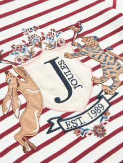 Best Joules Girls' Ava Berry Red Stripe Artwork T-Shirt BerryRedStripe