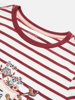 Best Joules Girls' Ava Berry Red Stripe Artwork T-Shirt BerryRedStripe