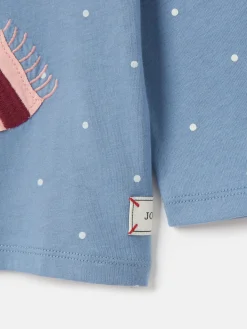 Hot Joules Girls' Ava Artwork T-Shirt Blue