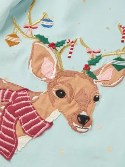 Online Joules Girls' Ava Green Metallic Star Print Artwork T-Shirt GreenMetallicStarPrint