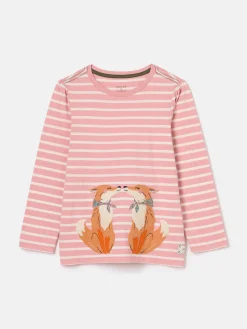 Sale Joules Girls' Ava Pink Stripe Artwork T-Shirt PinkStripe