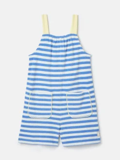 Best Joules Girls' By The Sea Striped Towelling Playsuit Blue