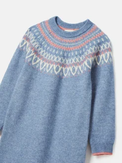 Discount Joules Girls' Charlotte Blue & Pink Fair Isle Jumper Dress Blue&Pink