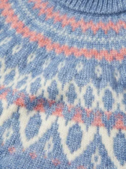 Discount Joules Girls' Charlotte Blue & Pink Fair Isle Jumper Dress Blue&Pink