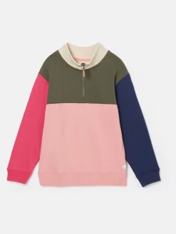 Outlet Joules Girls' Elliot Colour Block Quarter Zip Sweatshirt Multi