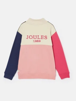 Outlet Joules Girls' Elliot Colour Block Quarter Zip Sweatshirt Multi