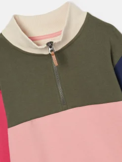 Outlet Joules Girls' Elliot Colour Block Quarter Zip Sweatshirt Multi