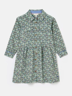 Clearance Joules Girls' Elodie Blue Ditsy Print Corduroy Shirt Dress BlueDitsyPrint