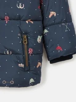 Sale Joules Girls' Emmeline Blue Print Showerproof Coat BluePrint