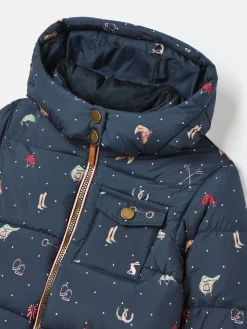 Sale Joules Girls' Emmeline Blue Print Showerproof Coat BluePrint