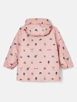 Outlet Joules Girls' Fairview Pink Horse Print Waterproof Coat with Quilted Lining PinkHorsePrint