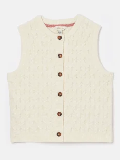 Hot Joules Girls' Isabelle Knitted Tank Cream