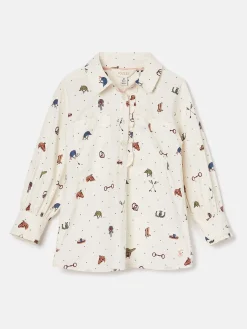 Best Joules Girls' Liliana Cream Print Pop Over Blouse CreamPrint