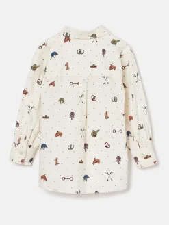 Best Joules Girls' Liliana Cream Print Pop Over Blouse CreamPrint