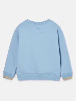 Clearance Joules Girls' Mackenzie Blue Pegasus Embroidered Artwork Crew Neck Sweatshirt BluePegasus