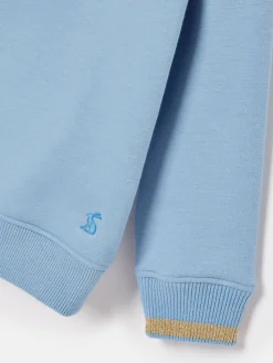 Clearance Joules Girls' Mackenzie Blue Pegasus Embroidered Artwork Crew Neck Sweatshirt BluePegasus