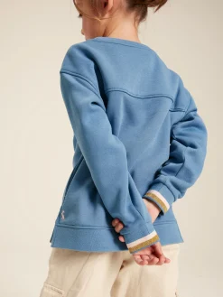 Sale Joules Girls' Mackenzie Blue Rabbit Embroidered Artwork Crew Neck Sweatshirt BlueRabbit