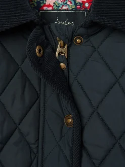 Discount Joules Girls' Marsdale Navy Blue Diamond Quilted Coat With Hood NavyBlue