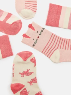 Outlet Joules Girls' Neat Feet 3 Pack Socks Pink