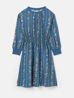 Hot Joules Girls' Odelia Blue Animals Print Printed Dress BlueAnimalsPrint