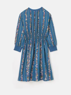 Hot Joules Girls' Odelia Blue Animals Print Printed Dress BlueAnimalsPrint