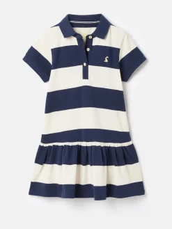 Hot Joules Girls' Orla Navy Stripe Polo Shirt Dress NavyStripe