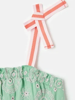 Clearance Joules Girls' Playtime Tiered Woven Top Green