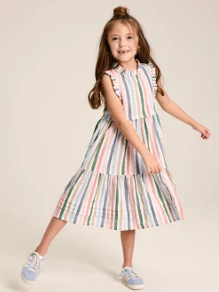 Outlet Joules Girls' Poppie Stripe Tiered Dress Multi