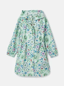 Discount Joules Girls' Rainford Green Floral Waterproof Packable Raincoat With Hood GreenFloral