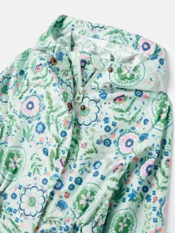 Discount Joules Girls' Rainford Green Floral Waterproof Packable Raincoat With Hood GreenFloral
