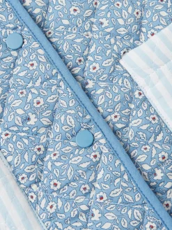 Online Joules Girls' Raye Blue Floral Reversible Print Quilted Gilet BlueFloral