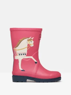 Joules Girls' Splashwell Pink Horse Wellies PinkHorse