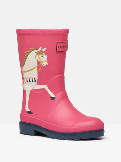 Joules Girls' Splashwell Pink Horse Wellies PinkHorse