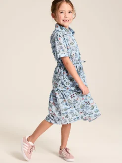 Sale Joules Girls' Summer Textured Shirt Dress Blue