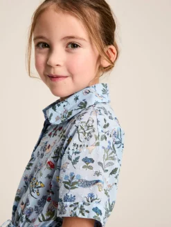 Sale Joules Girls' Summer Textured Shirt Dress Blue