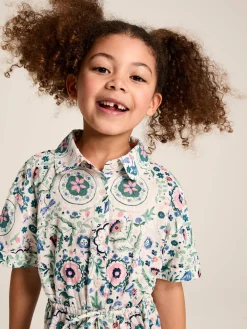 Sale Joules Girls' Summer Pink / Green Textured Shirt Dress