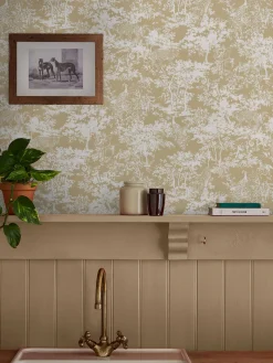 Joules Animal Forest Print 10M Wallpaper Gold