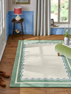 Joules Chalfield Scallop Wool Tufted Rug Green