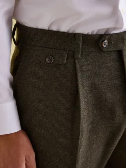 Joules Slim Fit Texture Suit Trousers Green