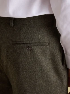 Joules Slim Fit Texture Suit Trousers Green